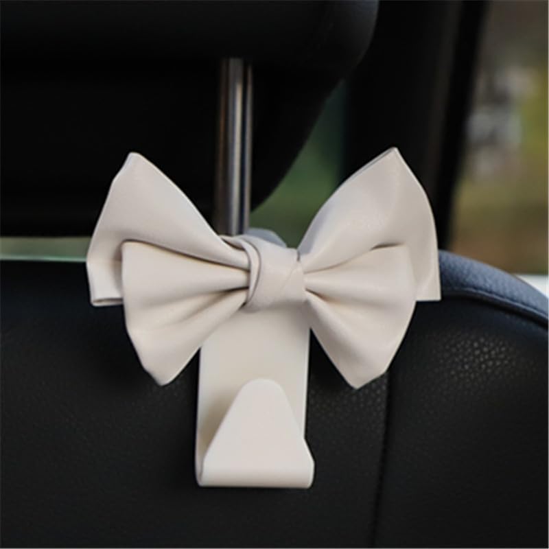 BVGACI 2 Pack Car Purse Hooks, Cute Bow Car Seat Headrest Hook Hanger for Purses and Bags.(white) - Image 3